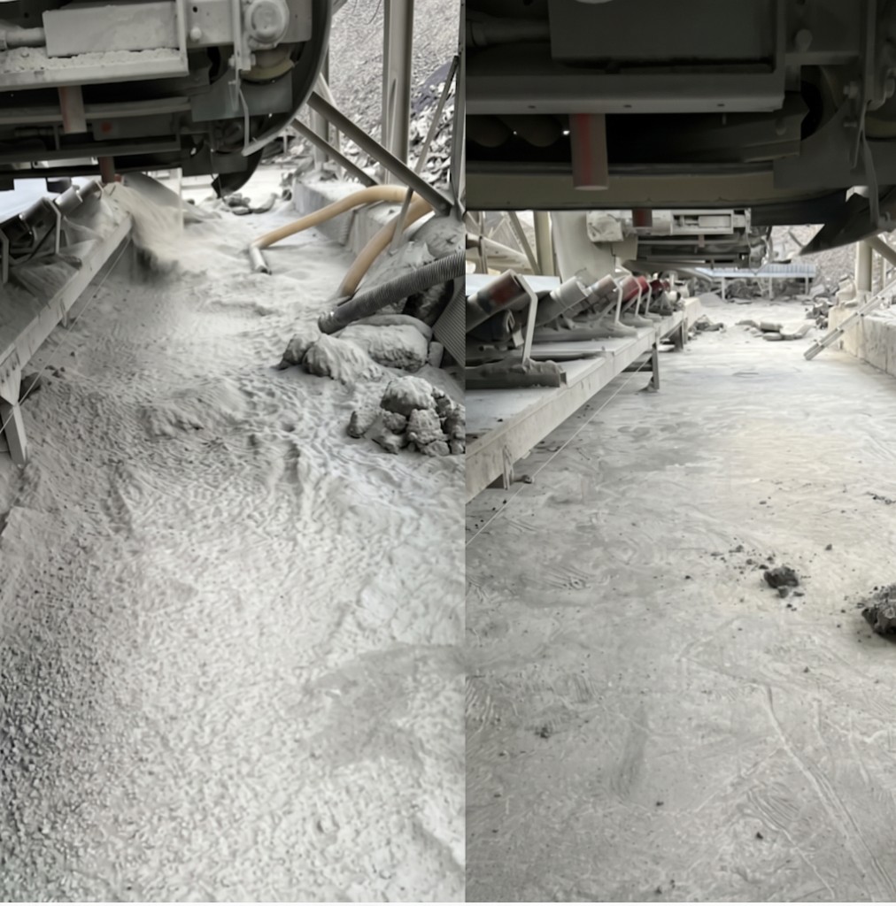 Vorher und nachher unter einer Anlage: links zugeschüttet, rechts der Gang frei